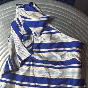 Banana Republic Blue and Cream Striped Midi Dress